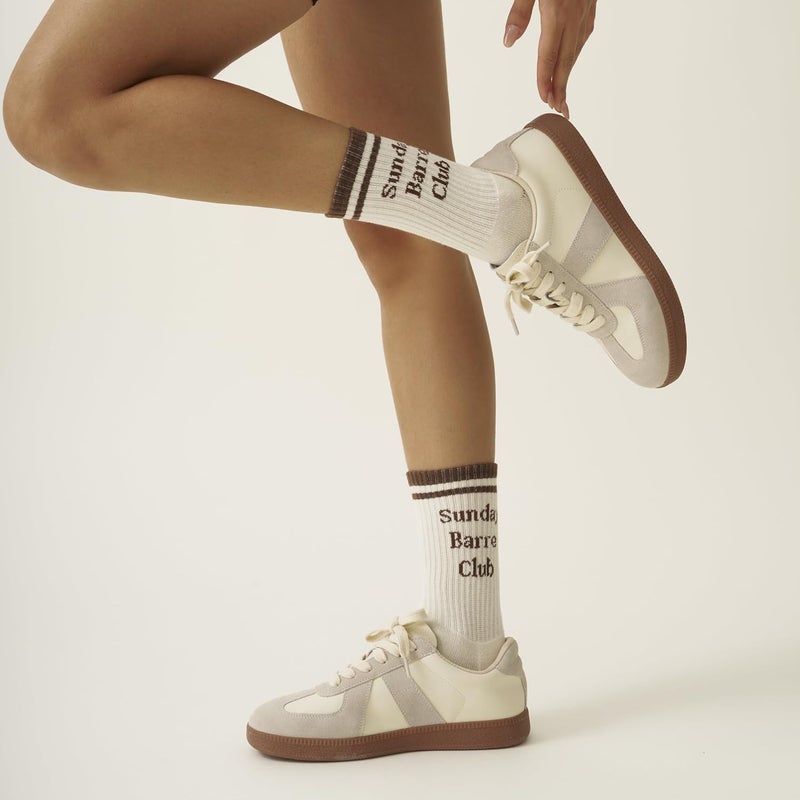 Shapes Studio Crew Half Calf Grip Socks, Cutest Fruits Pilates Socks, Ruffle socks, Non-Slip, Barre Yoga Fitness - Image 2